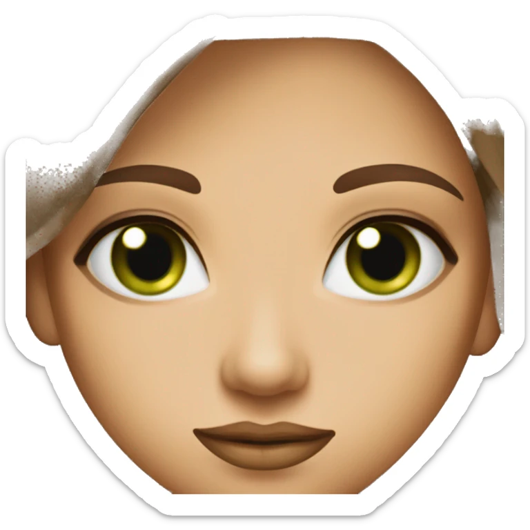 glamorous baddie long brown hair with green eyes beige skin sticker