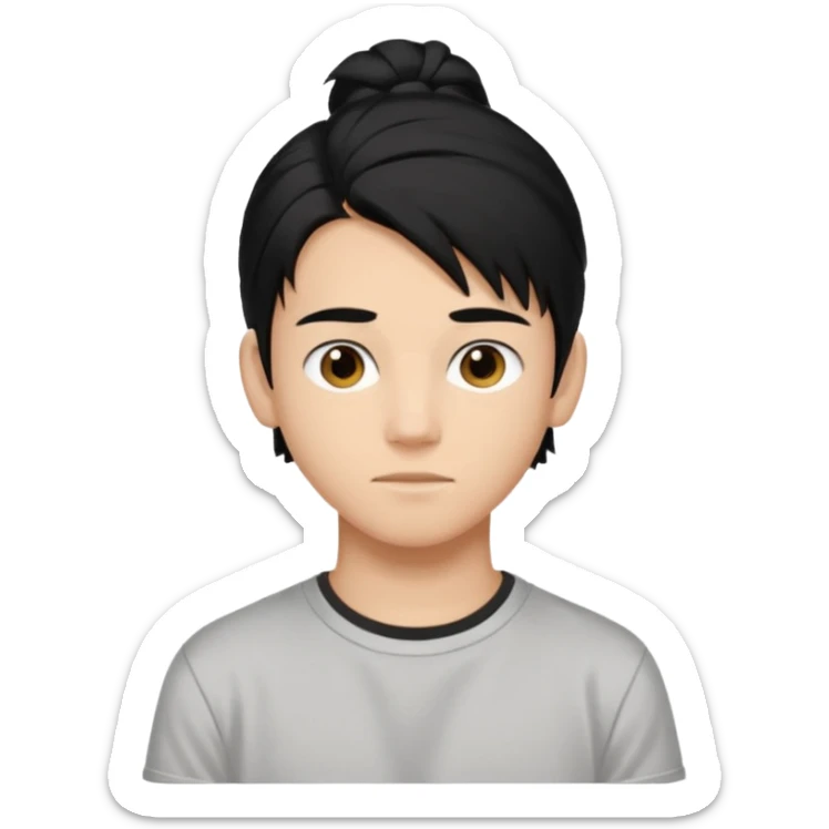 homme cheveux noir long attaché sans cheveux dépassant  16 ans, un peu bronzé sticker