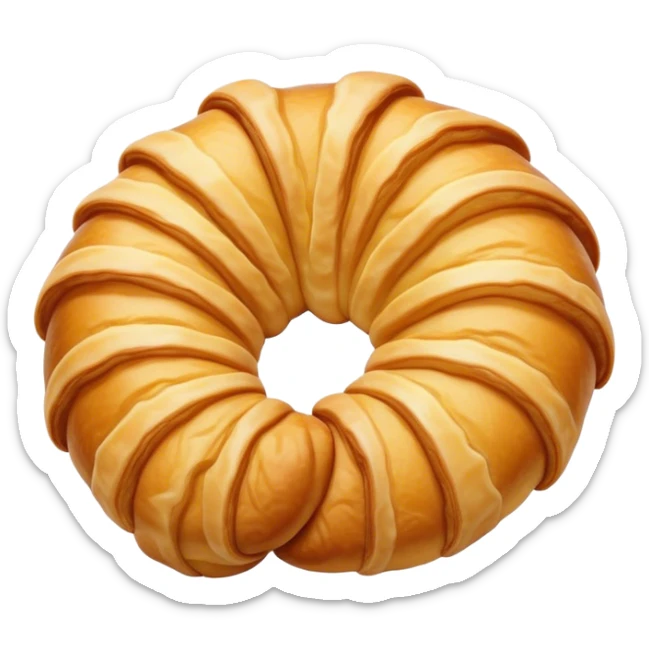 Cinematic Realistic Croissant Pastry Emoji, depicted as a flaky, buttery crescent with a golden, crisp exterior rendered with exquisite detail and warm, inviting lighting. sticker