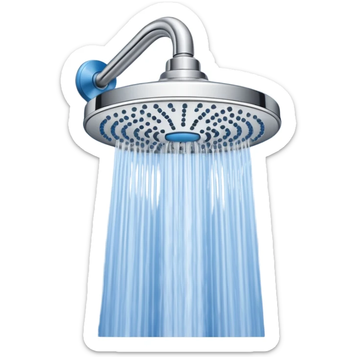 “Flat icon-style emoji of a wall-mounted shower head, blue and gray tones, clean vector design” sticker