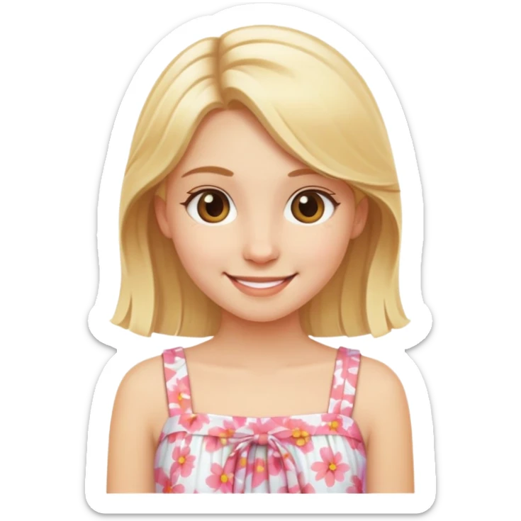 smiling girl with blonde hair in summer dress sticker