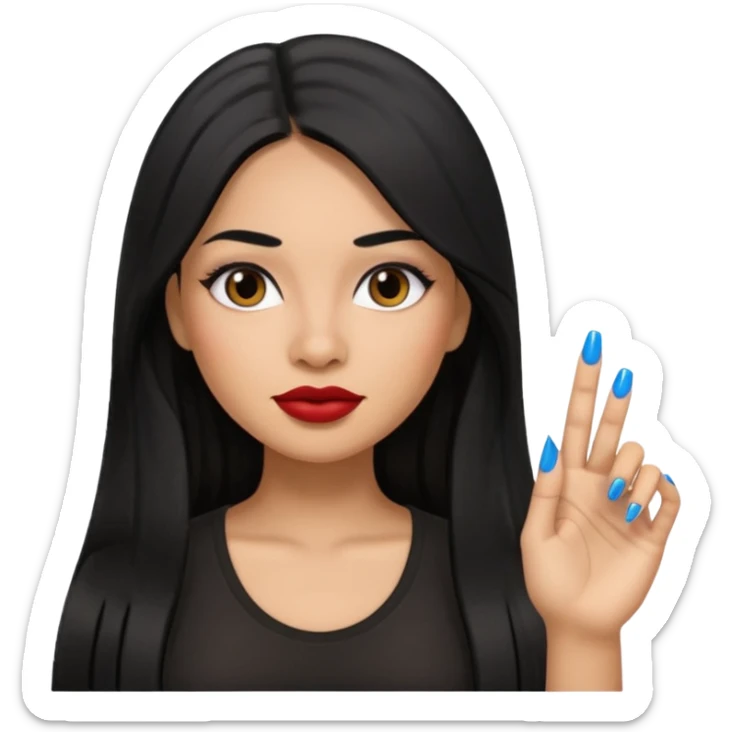 latina girl with straight long hair thats black memoji with nail no lipstick thats a baddie sticker