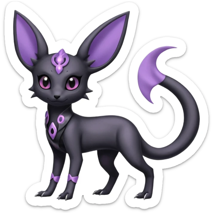Shiny Dark Edgy Gothic Gloomy Futuristic Salandit-Umbreon-Espeon-Hybrid (Full body) sticker