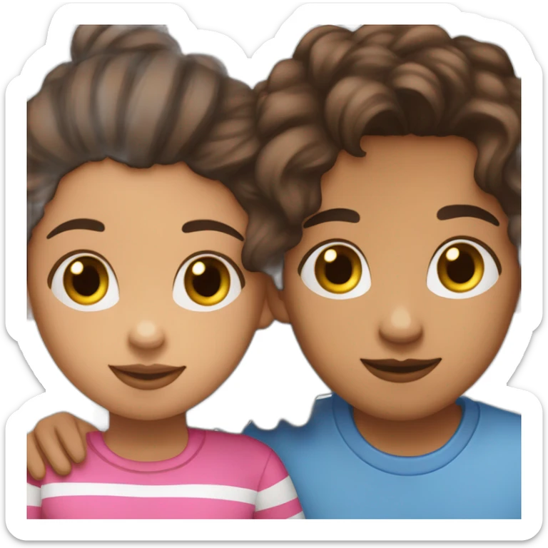 Browskin boy in blue shirt kissing ia mixed girl with pink shirt and lightskin stripes sticker