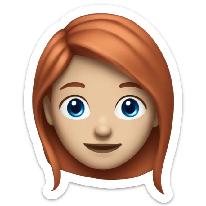 A girl with red hair smiling blue eyes skin color pale sticker