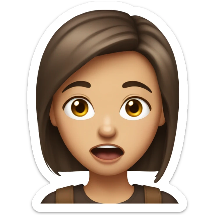 A girl with brown hair who sticks her tongue out and is a little angry while she does it  sticker