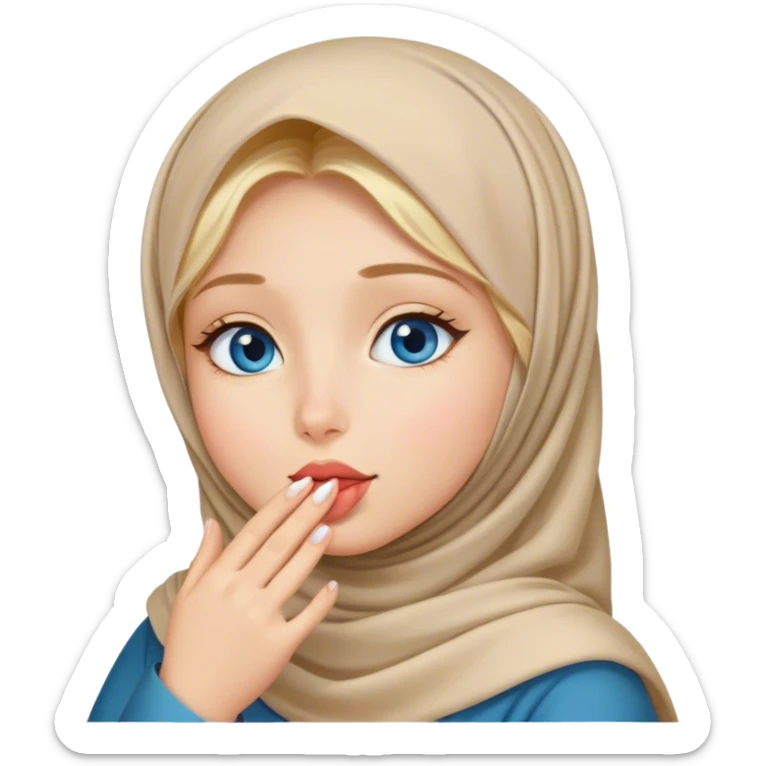 Hijab Girl with blond hair blue eyes beautiful finish and sending lovely heart kisses  sticker