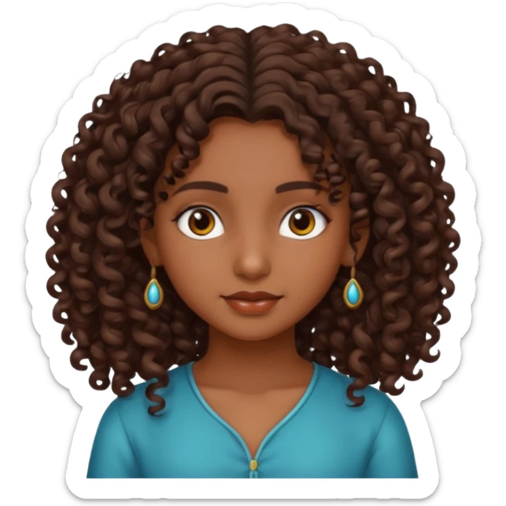 Teen Indian girl gorgeous curly brown hair sticker