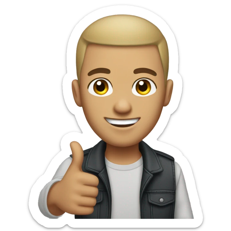 Male light skin with buzzcut hair and glas es give a thumbs up sticker
