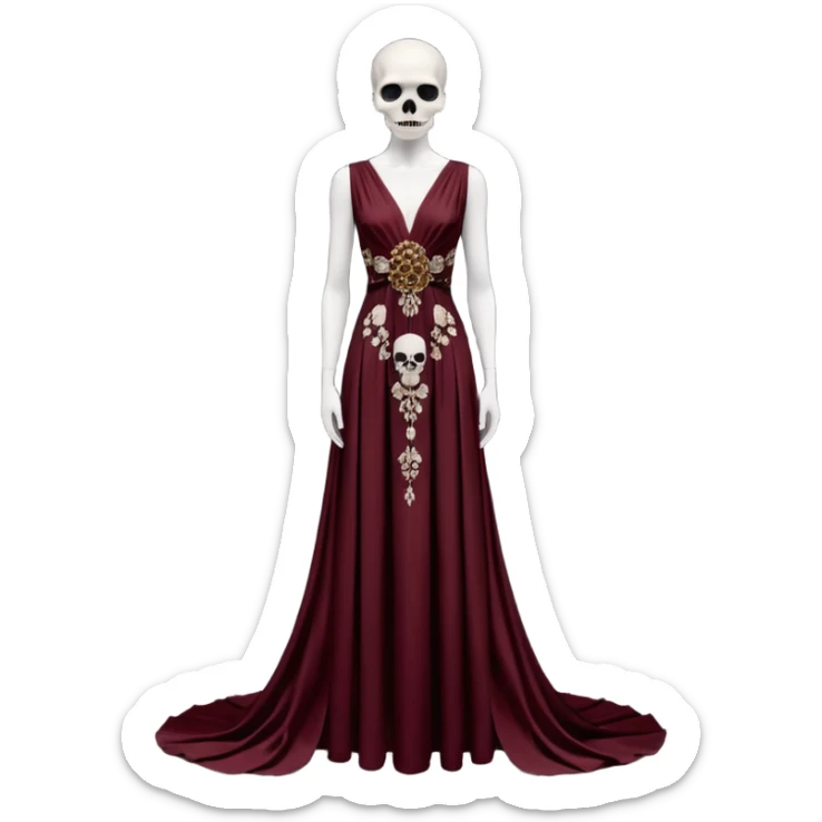 Alexander McQueen, Women's Skull Print Evening Dress in Oxblood sticker