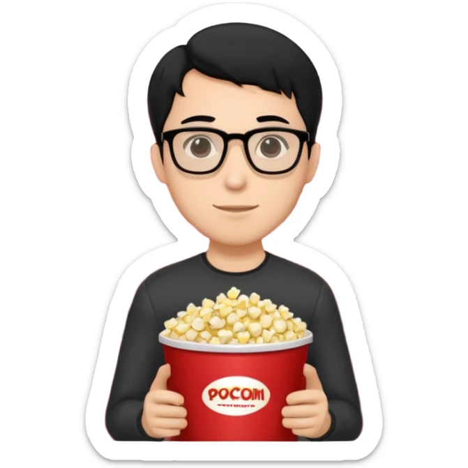 man black hair light skin tone in a movie theater sticker