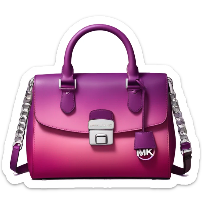 Realistic isolated magenta to purple ombre Michael kors satchel purse without a strap. sticker