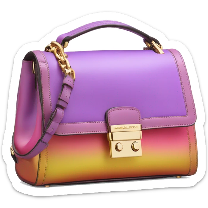 Realistic purple pink and yellow gold ombre metallic michael kors satchel. sticker