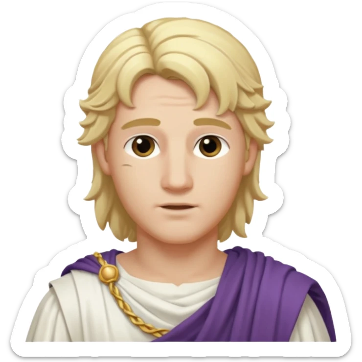 Adonis, Beauty God from Rome Mythology with long blonde hair, white outfit sticker