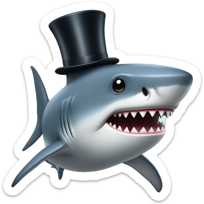 Shark with a top hat sticker