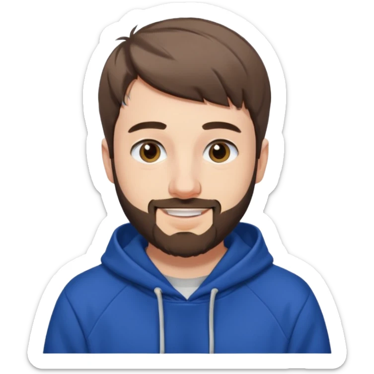 Draw MrBeast in casual hoodie with short hair, french cut beard & friendly smile. sticker