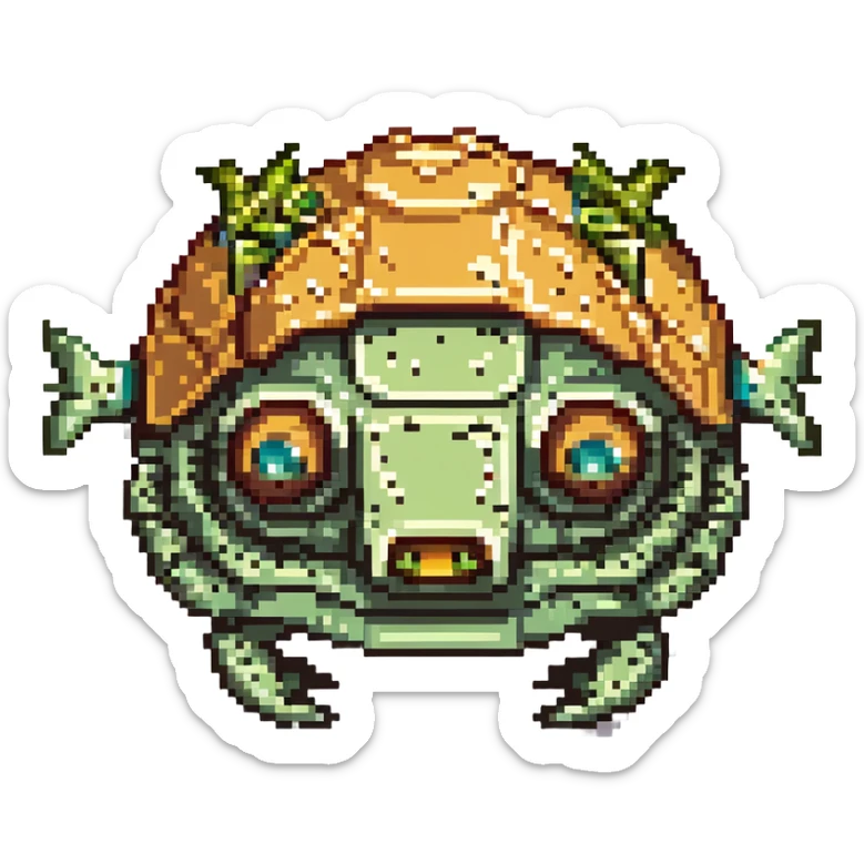 a cyborg robotic salmon who's body is made from a filled crunchy taco, with lettuce salsa meat and cheese. he is fish taco bot man his face and head, tail, and fins are metallic robotic construction, he has a slit visor across his face where his eyes should be like cyclops sticker