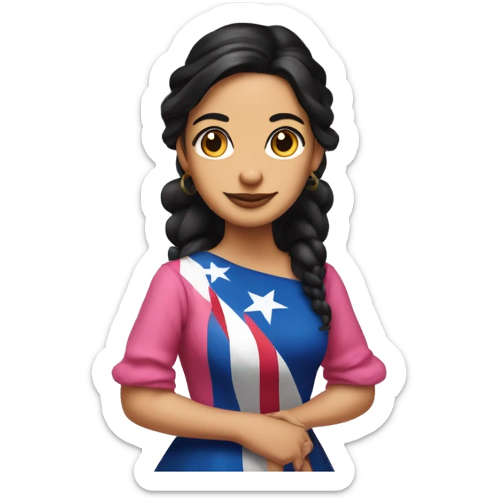 Mariana Bracetti Cuevas was a patriot and leader of the Puerto Rico independence movement. Pink dress. 2 pigtails. Dark hair woman. sticker