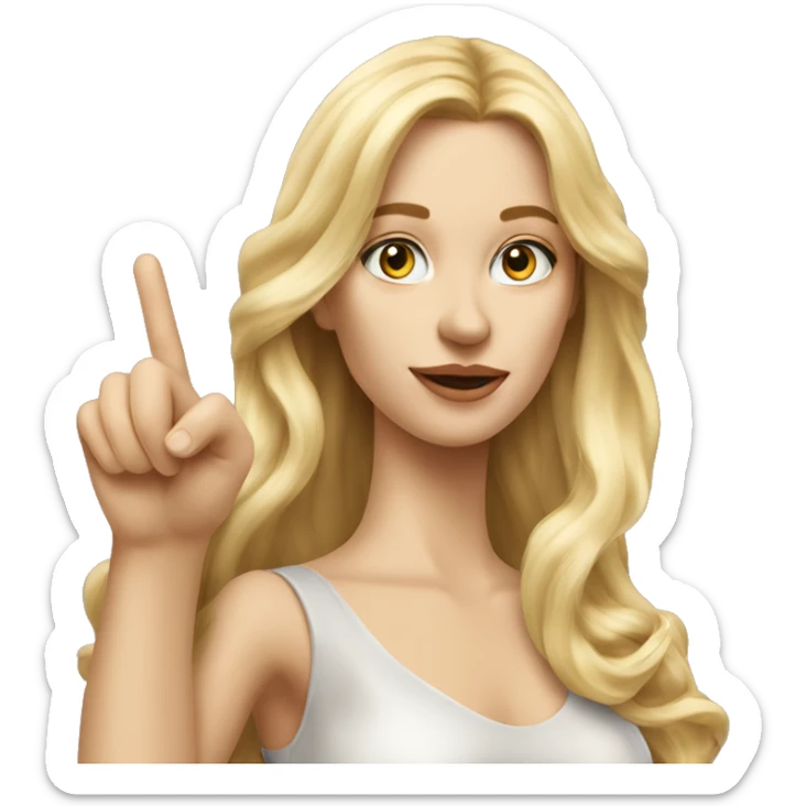 Blonde elegant women with LONG HAIR, ,POINTING YOU FORWARD with her HAND with INDEX FINGER, Hyper Realistic sticker
