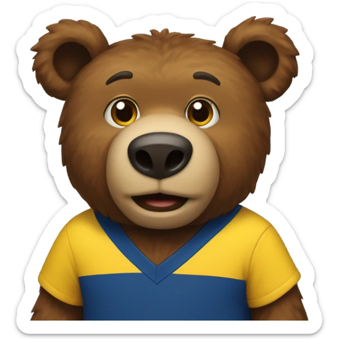 A brown bear wearing a yellow and blue University of Michigan shirt  sticker
