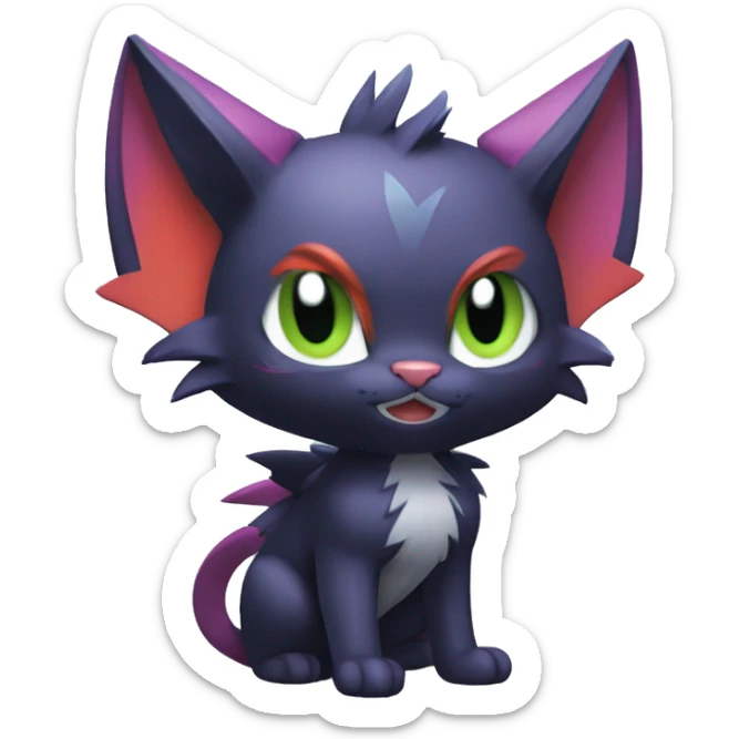 Cool Cute Edgy Chibi Cat-Noibat-Noivern-Litten-Pokémon-Fakémon-hybrid sticker