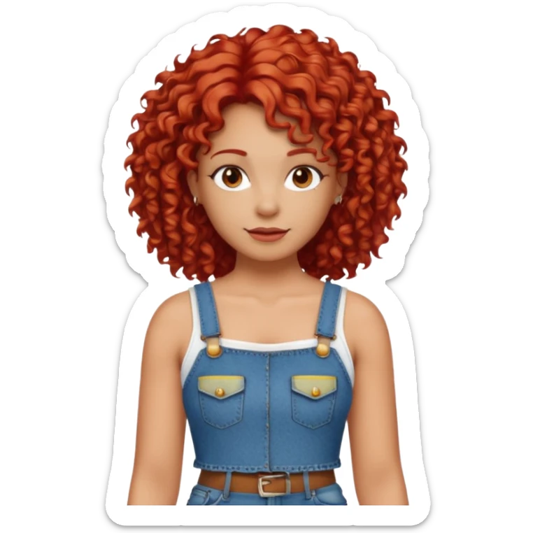 OGER with red curly hair that looks Mexican that is big and fat wearing jeans and a crop top sticker