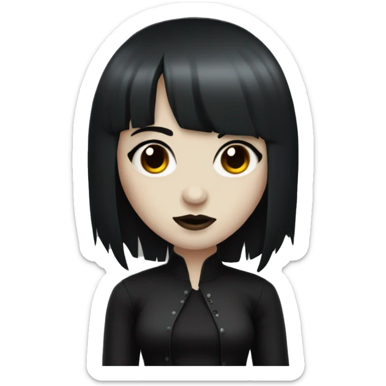 goth girl that has white skin and Long Dark red hair and fringe bangs sticker
