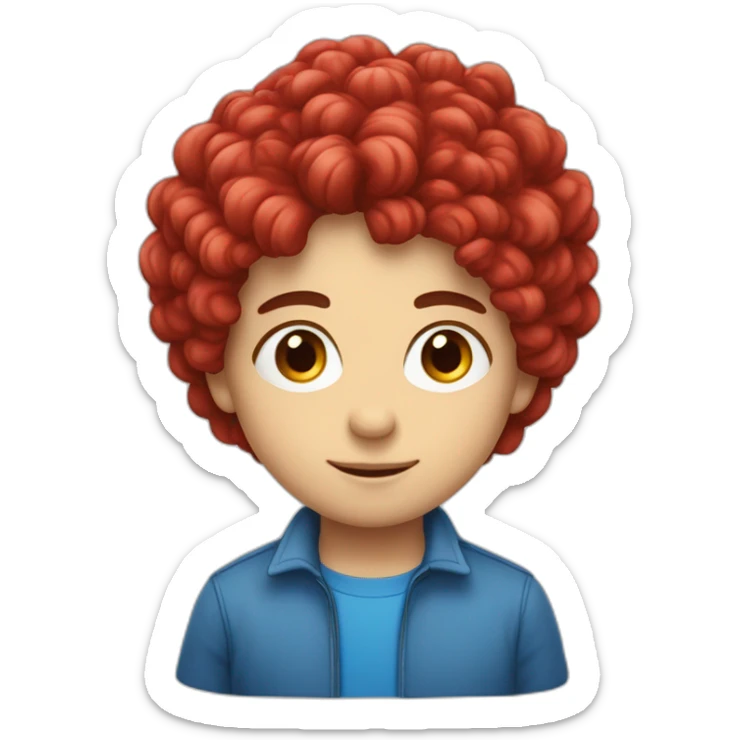 un garcon aux yeux bleu et au cheveux bouclé de couleur rouge qui dit bonjoour de la main sticker