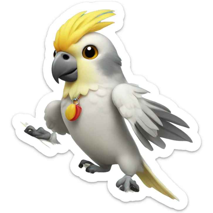 Cockatiel surfing sticker