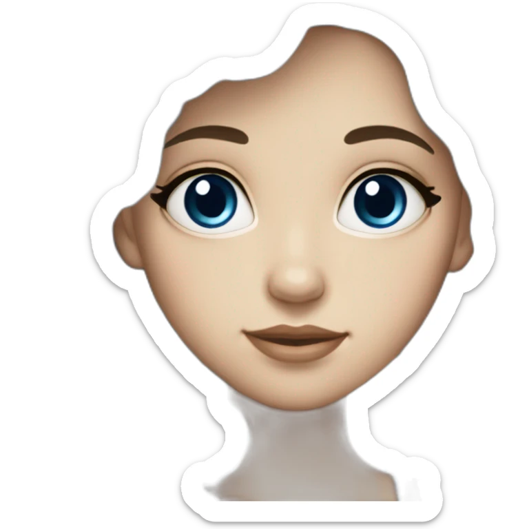 Beautiful woman, white skin, big eyes, blue eyes, dark hair, long hair, wavy hair sticker