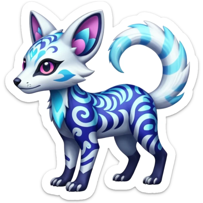 Icy floral shiny colorful neon bright vibrant patterned Genet-Absol-Zeraora-Primagen-fusion-creature  sticker