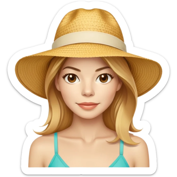 Michelle Monaghan with honey blonde hair on vacation at beach sticker