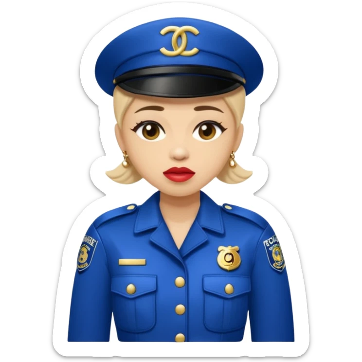 ma petite sœur, qui prend un vêtement pour adultes chez Chanel et la police vient. Et après la police lui crie. sticker