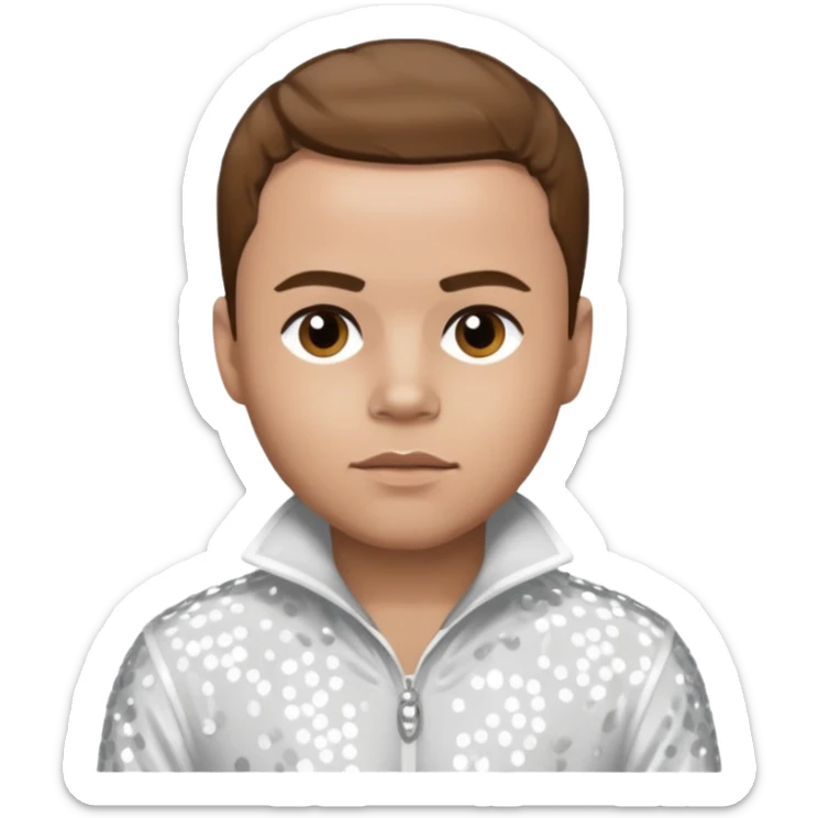 Brian Harvey from East 17 with light skin, brown hair, white sequin outfit sticker