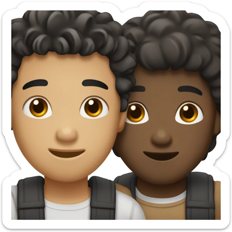 Two young men raising their right hand up one is blonde brown eyes and one is black hair brown eyes and a bit tan sticker