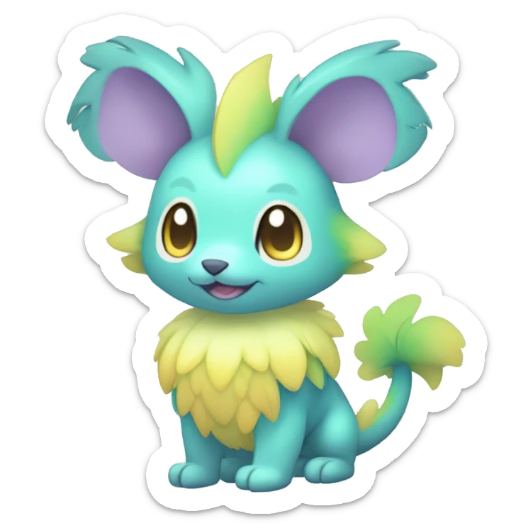 Cute cool pastel shiny colorful animal hybrid Fakemon full body sticker