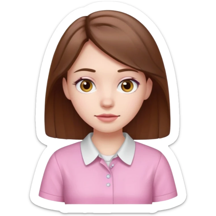 Pale girl brown hair and wearing pink and white shirt sticker