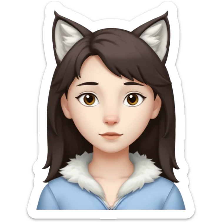 Femboy au cheveux marron foncé avec des oreilles de lynx blanc sticker