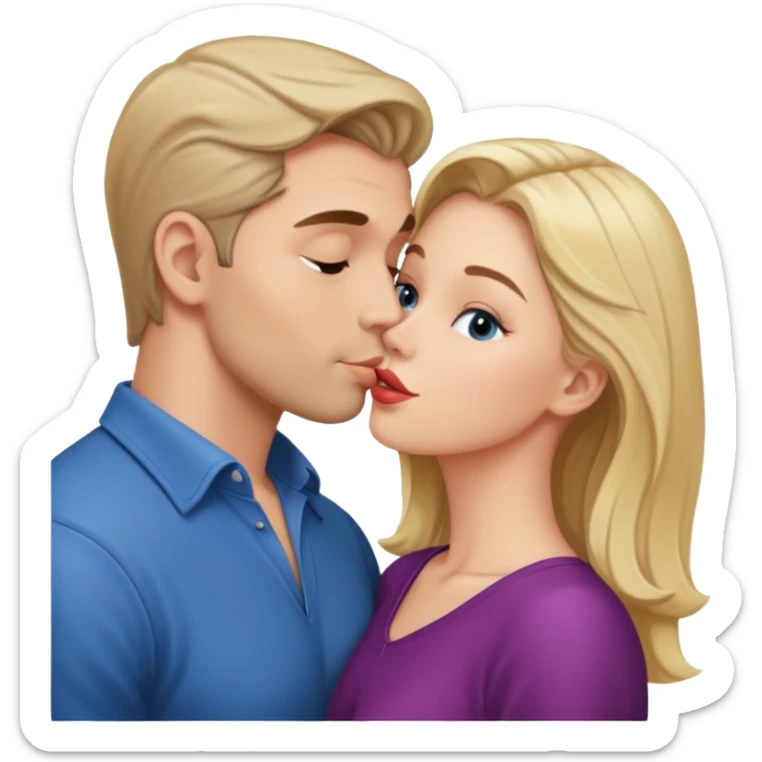 a good looking man and good looking woman are Kissing, indoor sticker