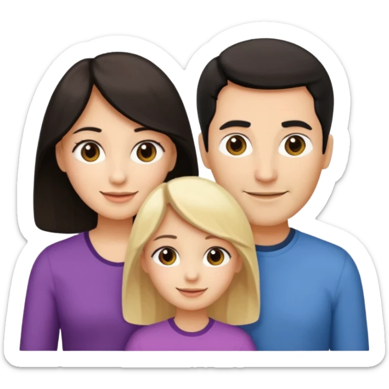 Familia : Hombre pelo oscuro, Mujer pelo oscuro, hija mayor pelo mono , hija menor pelo oscuro. sticker