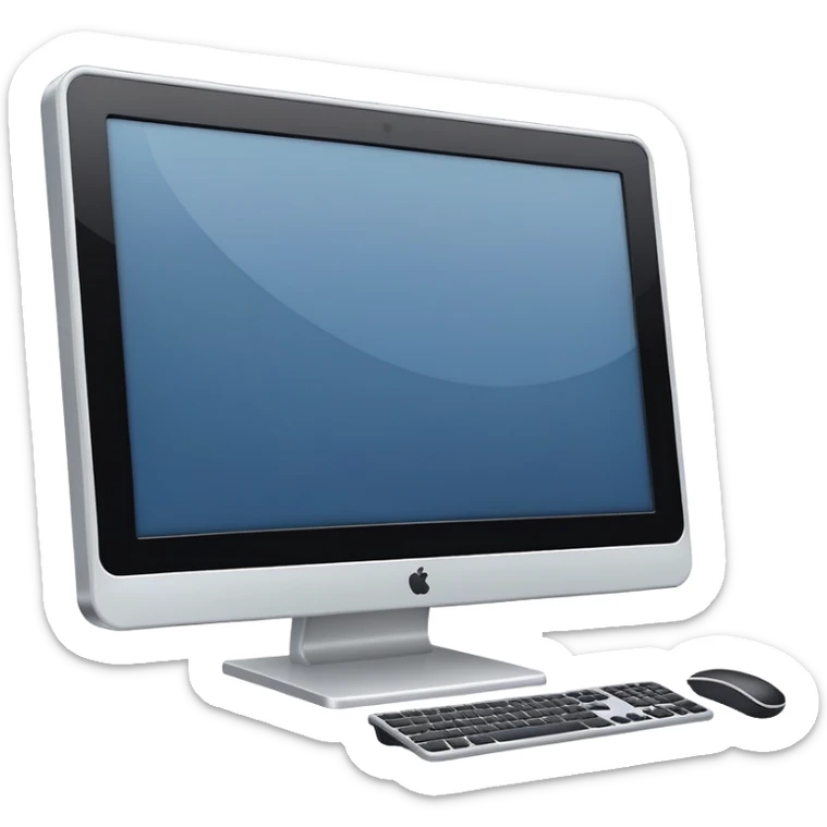 A flat-style illustration of a computer monitor . The monitor is sleek and modern, rendered in minimal detail. Clean, cartoon style, white background, iOS emoji aesthetic. sticker