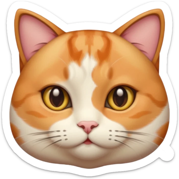 calico cat with cute slim face, small head, hazel eyes, and short but chubby body sticker