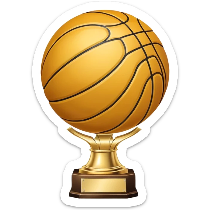 gleaming gold basketball trophy, polished gold basketball with classic seams sticker