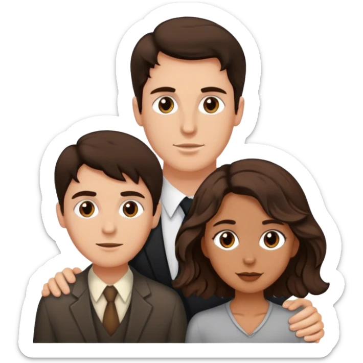 White man dark brown hair tall and shrt tan girl brown wavy hair young couple  sticker