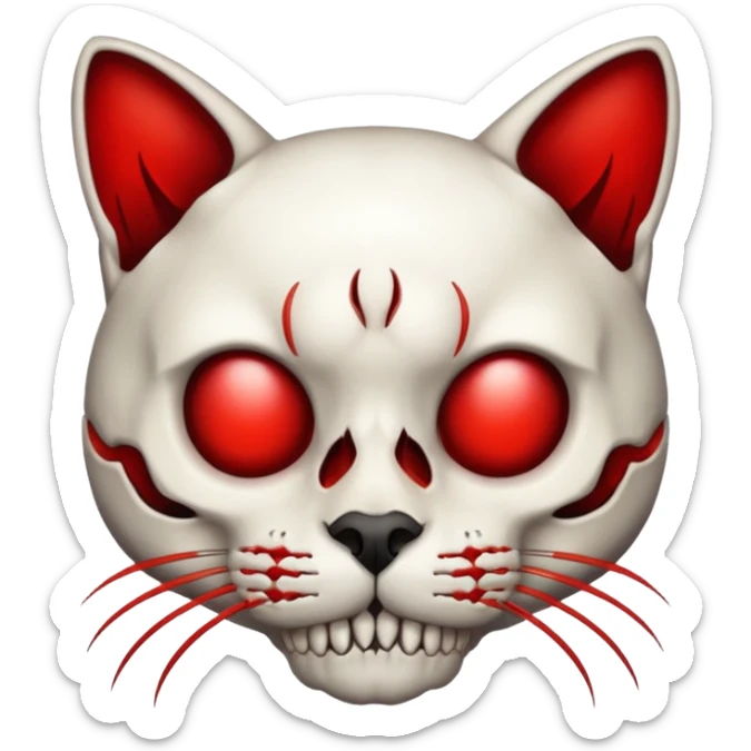 Half red cat half skull sticker