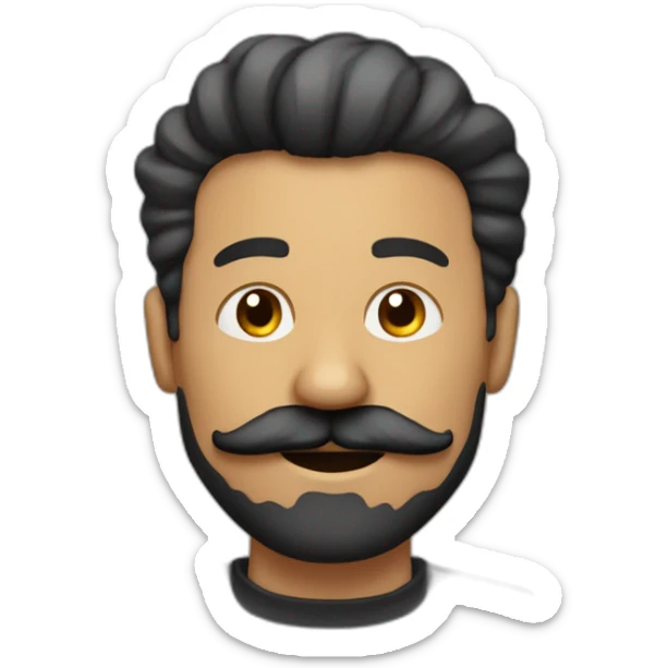 hombre de pelo negro y cabeza redonda con un gran bigote durmiendo sticker