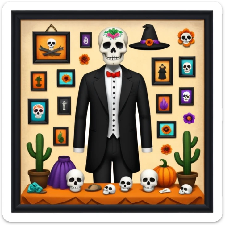 Day o the death, missing people(not found), movie, museum,,culture,museum in mexico, clothes o missing people,, witchcraft sticker