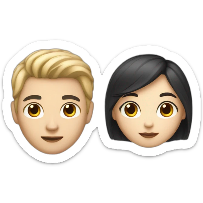 couple girl with  white skin and dark hair and man with light skin and hair sticker
