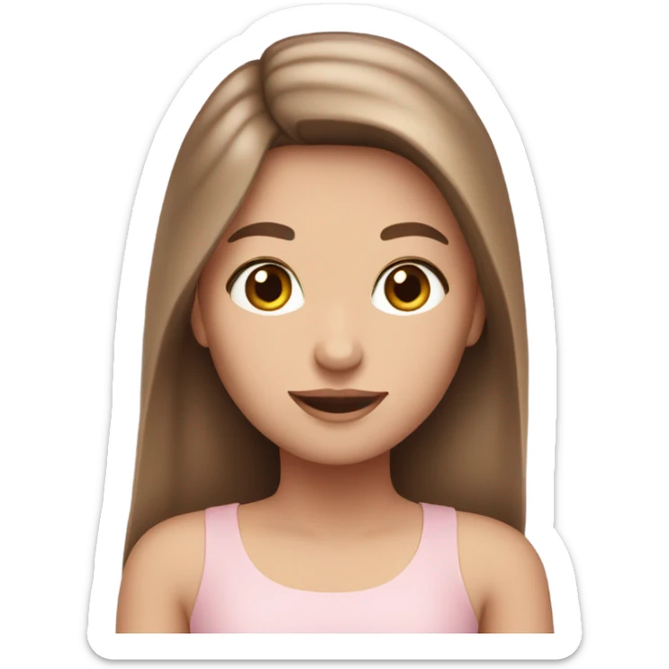 Brown long hair white girl with pink soft dress sticker