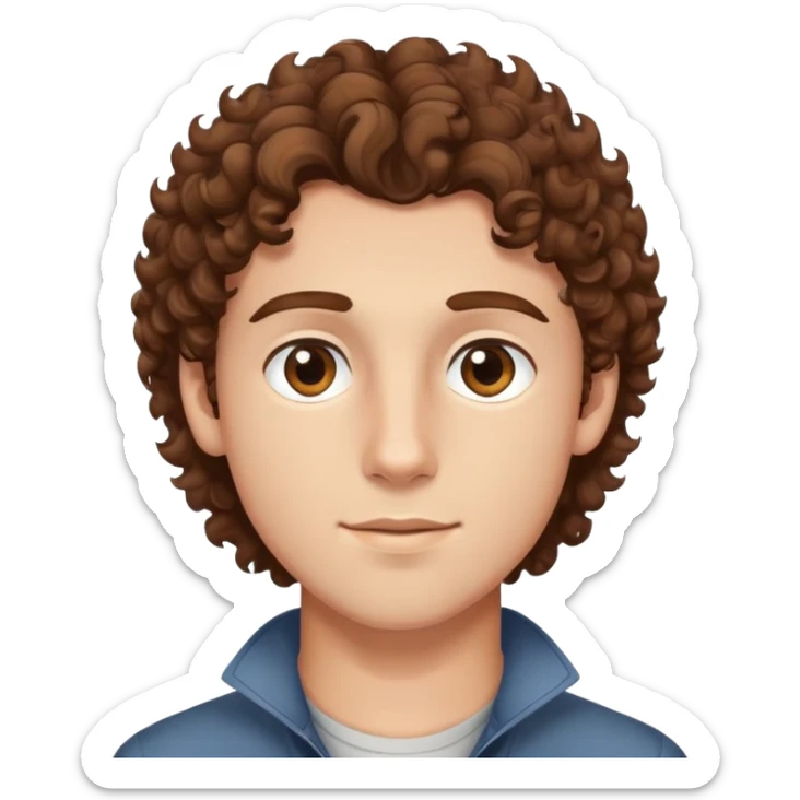 good looking young adult boy with brown curly hair and brown eyes sticker